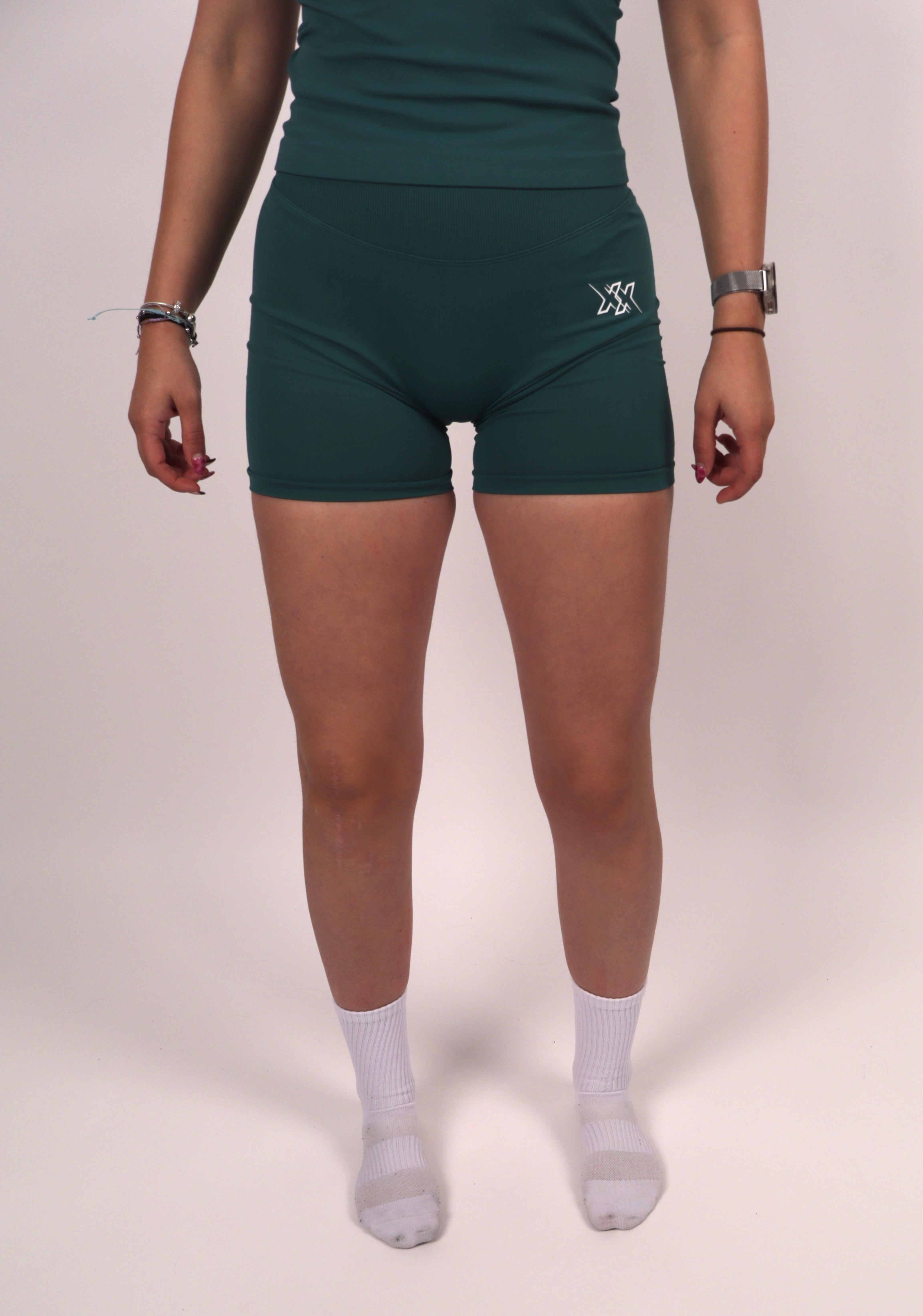Contourline Scrunch Shorts – Petrol Green